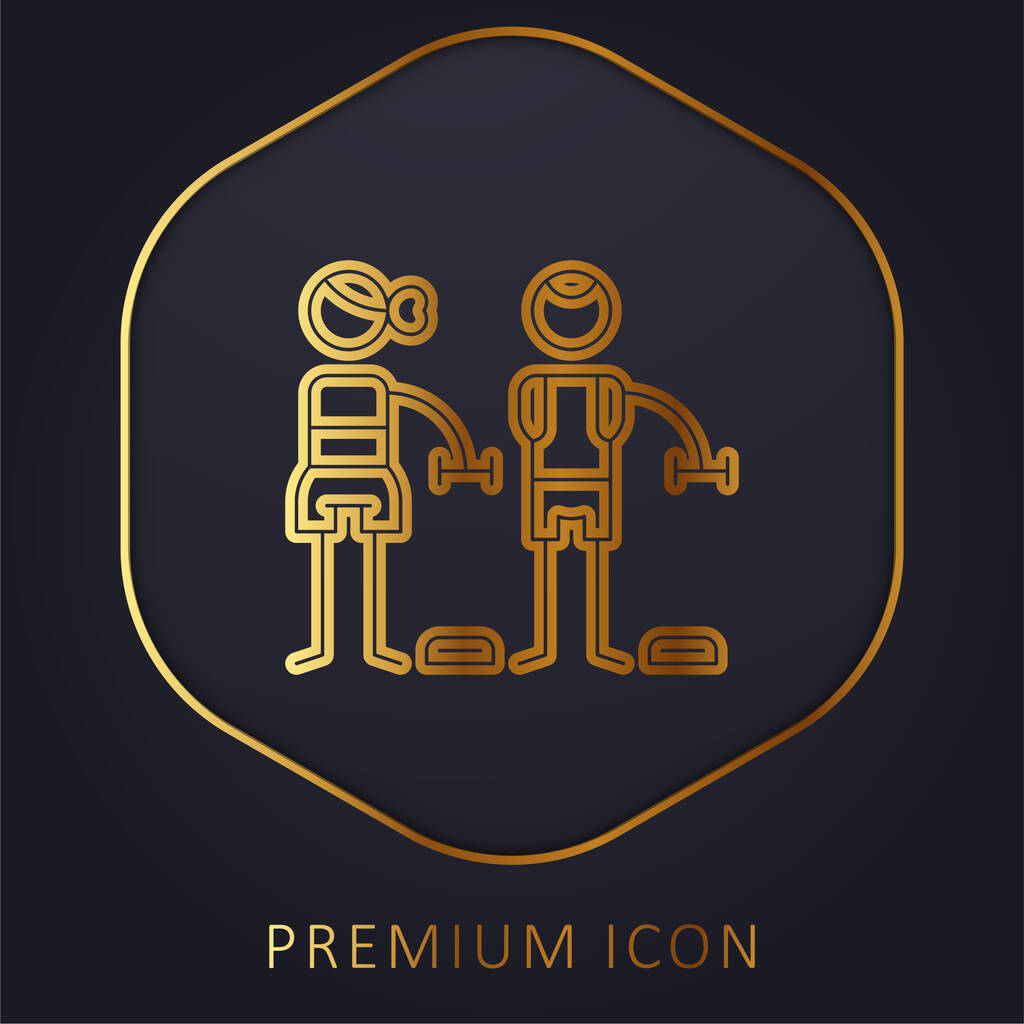 Bodypump línea dorada logotipo premium o icono - Vector, imagen