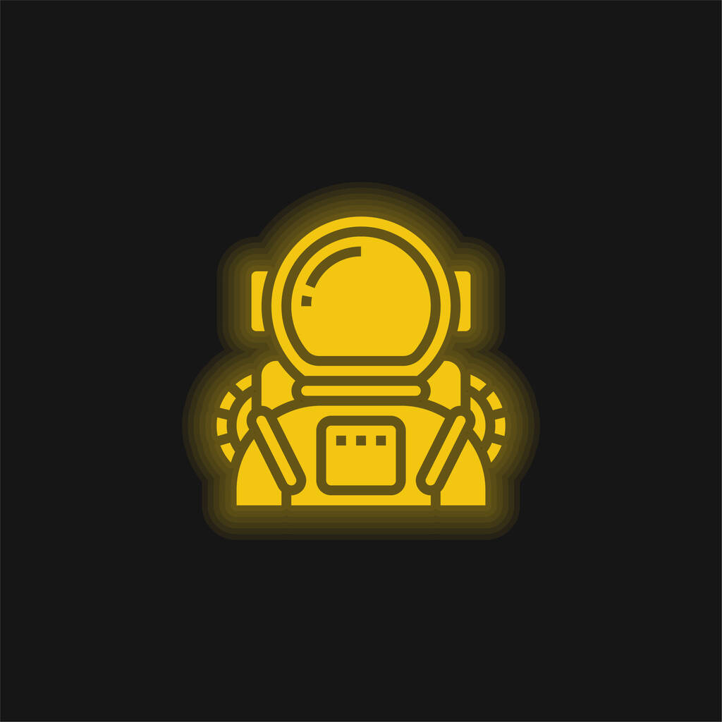Αστροναύτης κίτρινο λαμπερό νέον εικονίδιο - Διάνυσμα, εικόνα