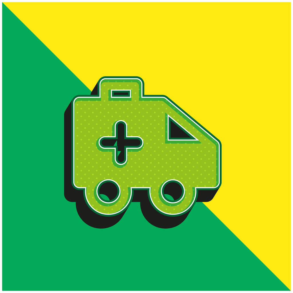 Ambulance Зеленый и желтый современный 3d векторный логотип - Вектор,изображение