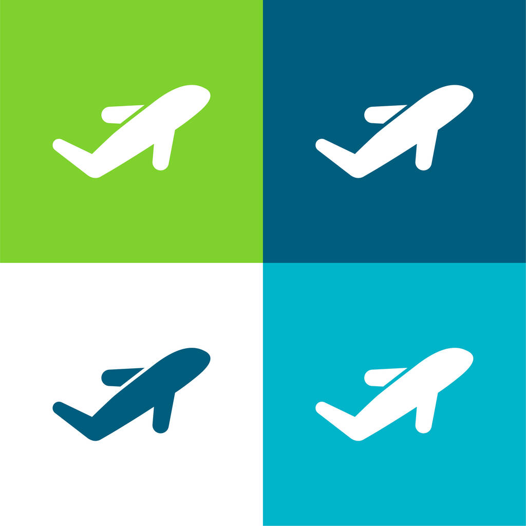 Repülőgép töltött sziluett lapos négy szín minimális ikon készlet - Vektor, kép