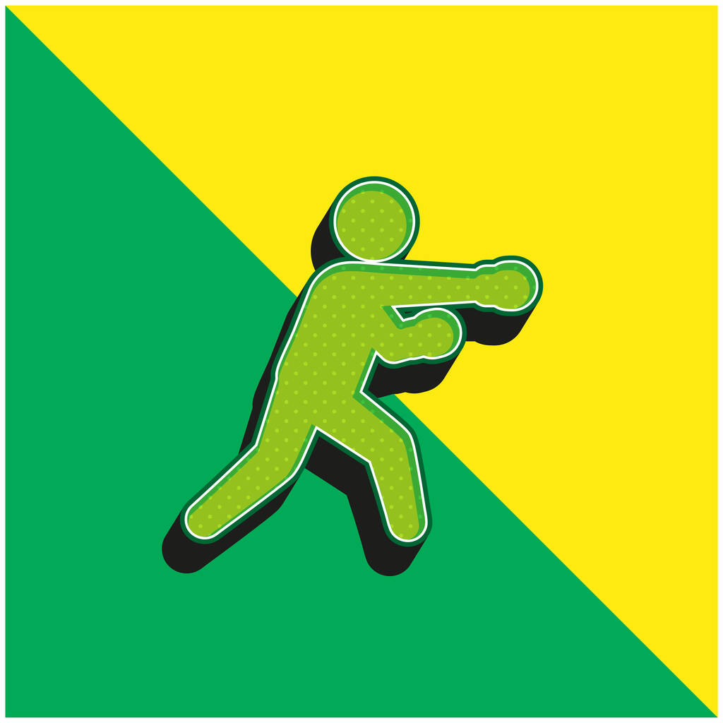 Boxing Fighter Zielony i żółty nowoczesny ikona wektora 3D logo - Wektor, obraz