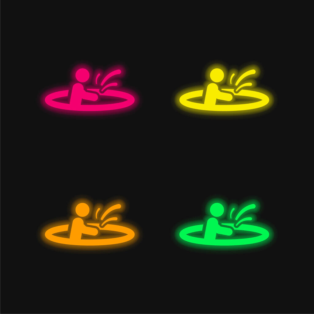 Beach Playing four color glowing neon vector icon - Vector, Image