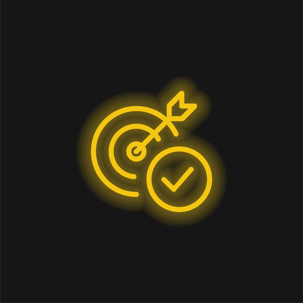 Apuntar amarillo brillante icono de neón - Vector, imagen
