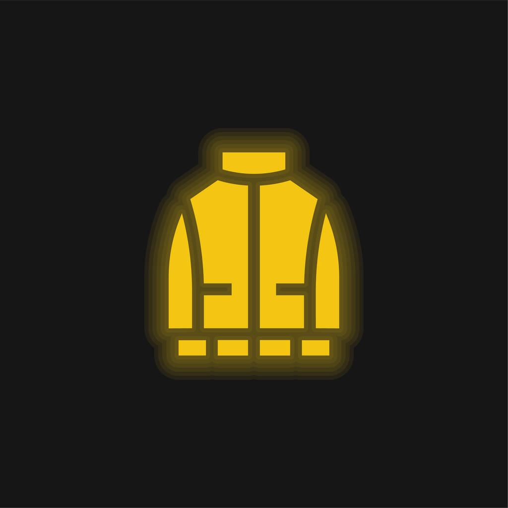 Anorak yellow glowing neon icon - Vector, Image