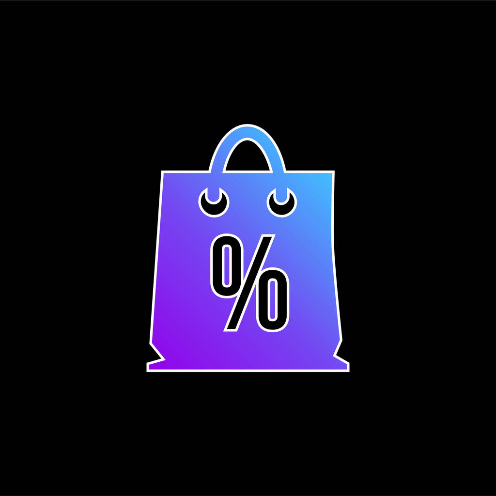 Borsa con simbolo di sconto di percentuale blu gradiente vettoriale icona - Vettoriali, immagini