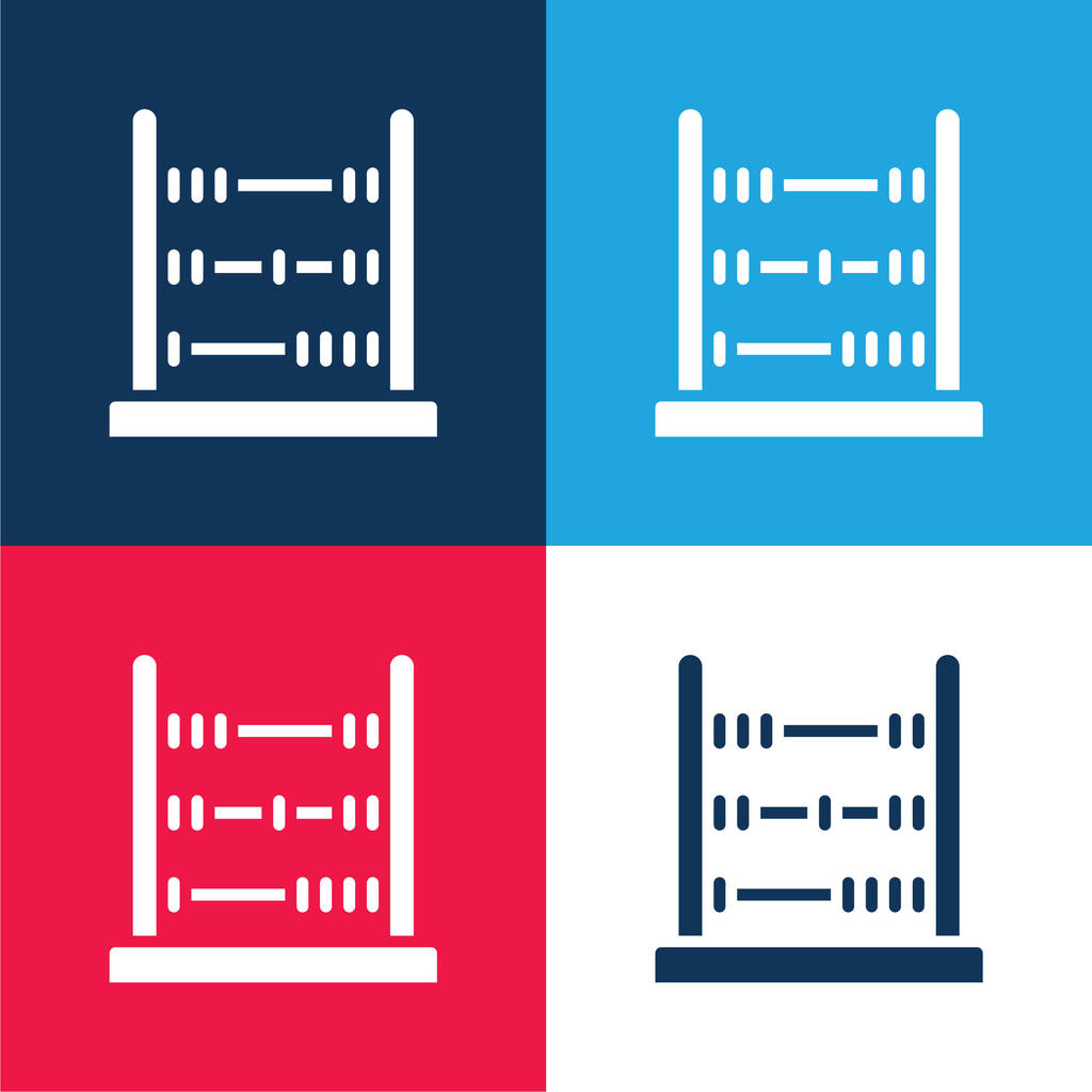 Abacus modrá a červená čtyři barvy minimální ikona nastavena - Vektor, obrázek