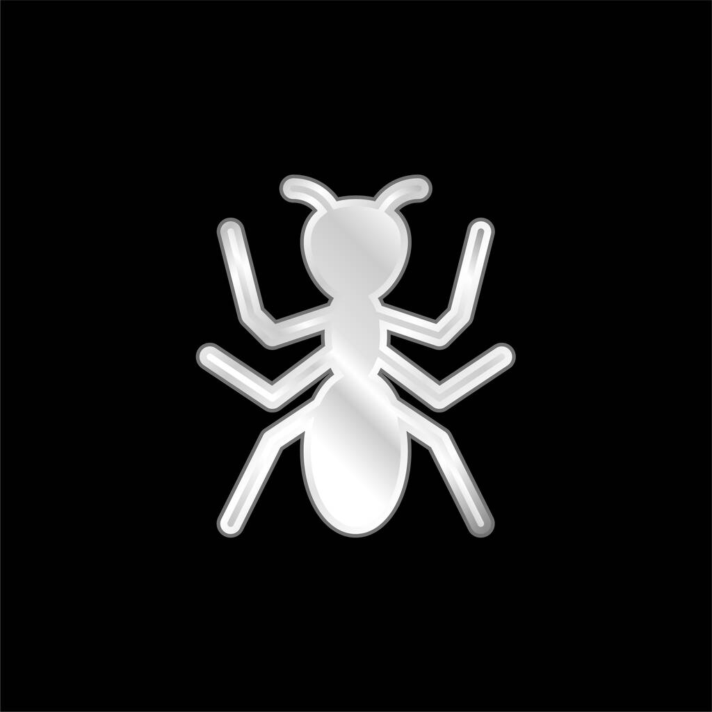 Ant silver plated metallic icon - Vector, Image