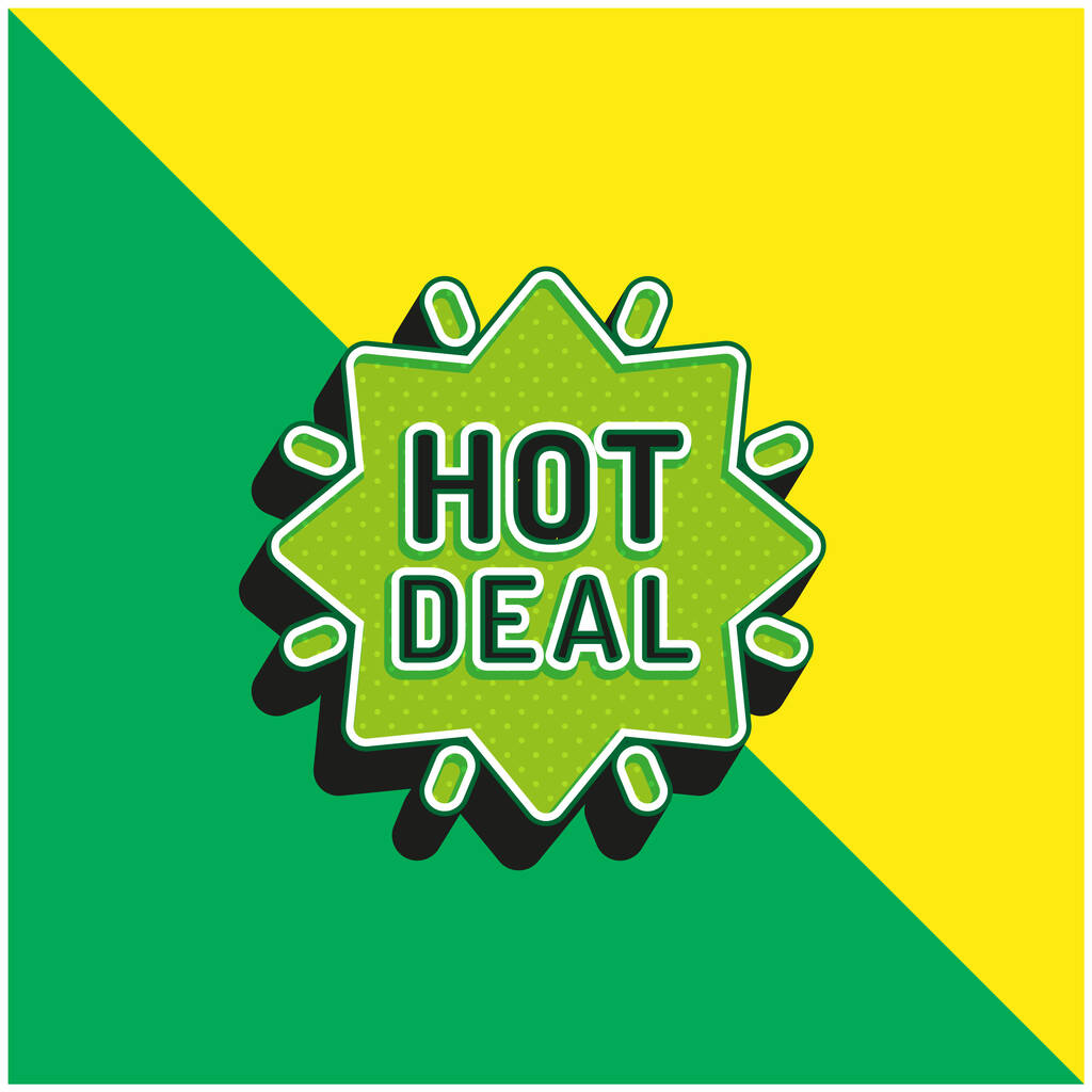 Koopjes Groen en geel modern 3D vector pictogram logo - Vector, afbeelding