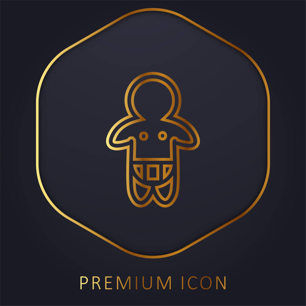 Baby Wearing Diaper Only Outline golden line premium logo or icon - Vector, Image