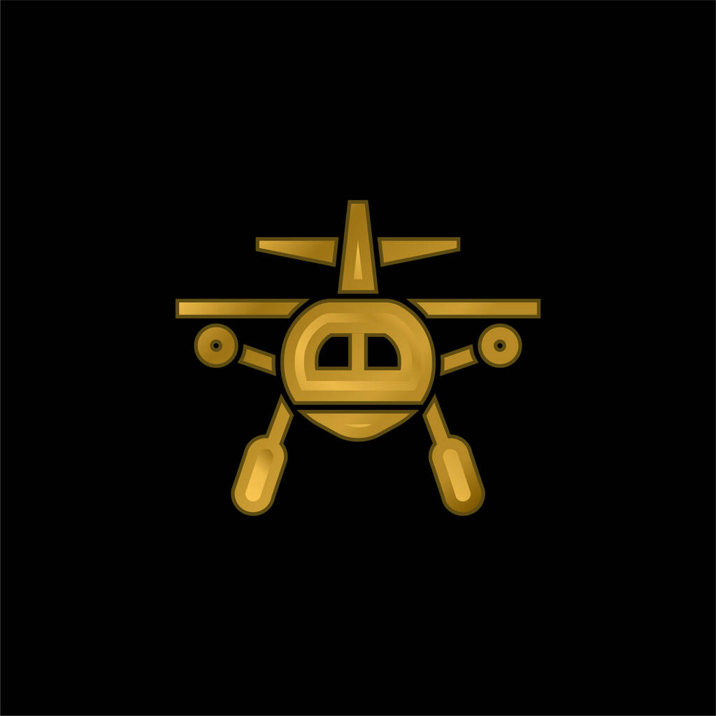 Pozlacená kovová ikona nebo vektor loga letadla - Vektor, obrázek