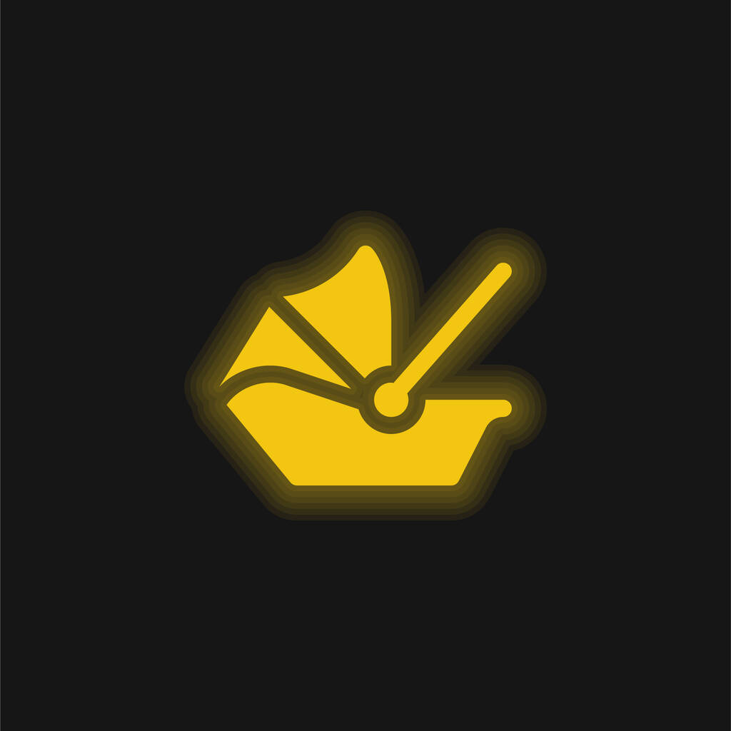 Baby Carrier sárga izzó neon ikon - Vektor, kép