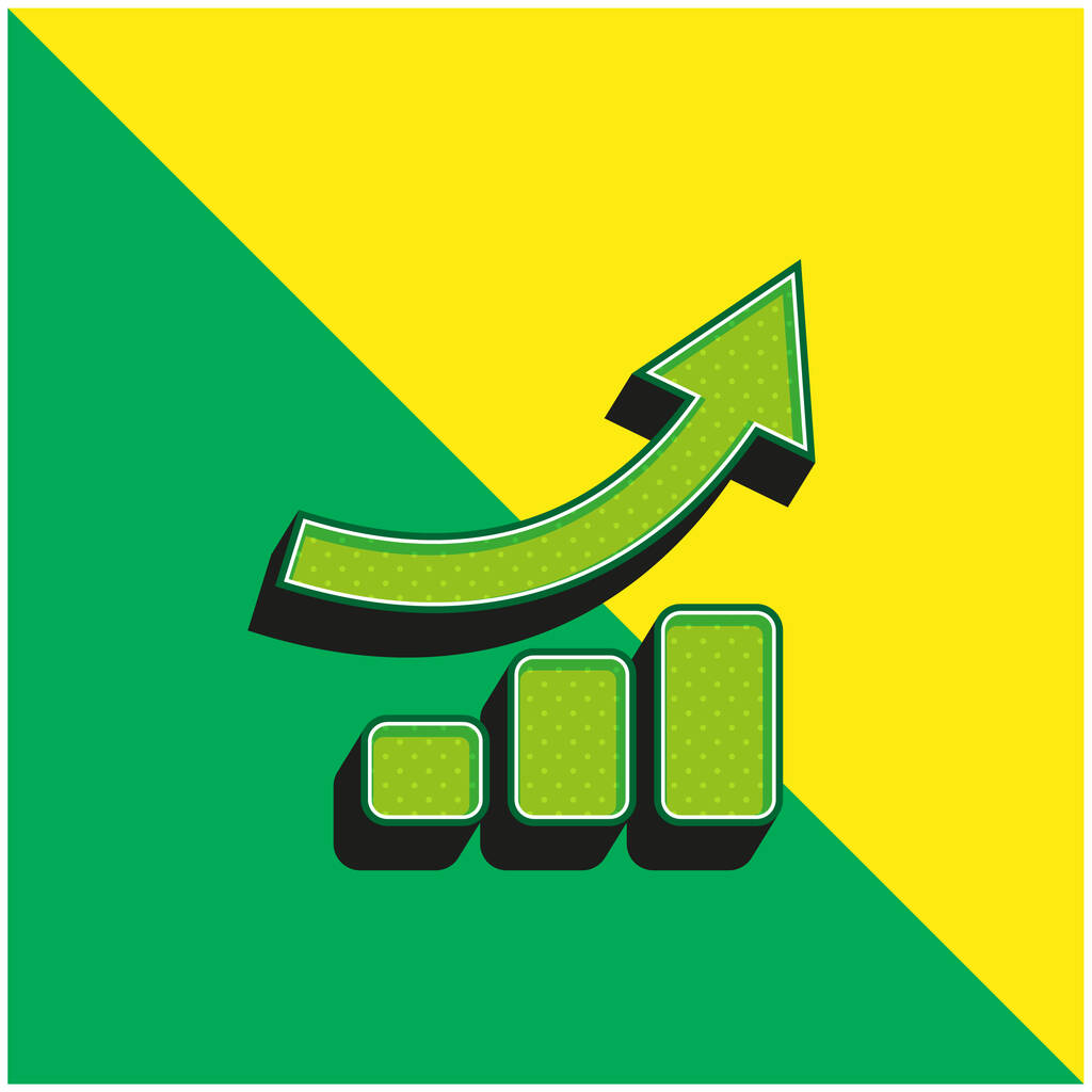 Ascendant Business Grafisch Groen en geel modern 3D vector icoon logo - Vector, afbeelding