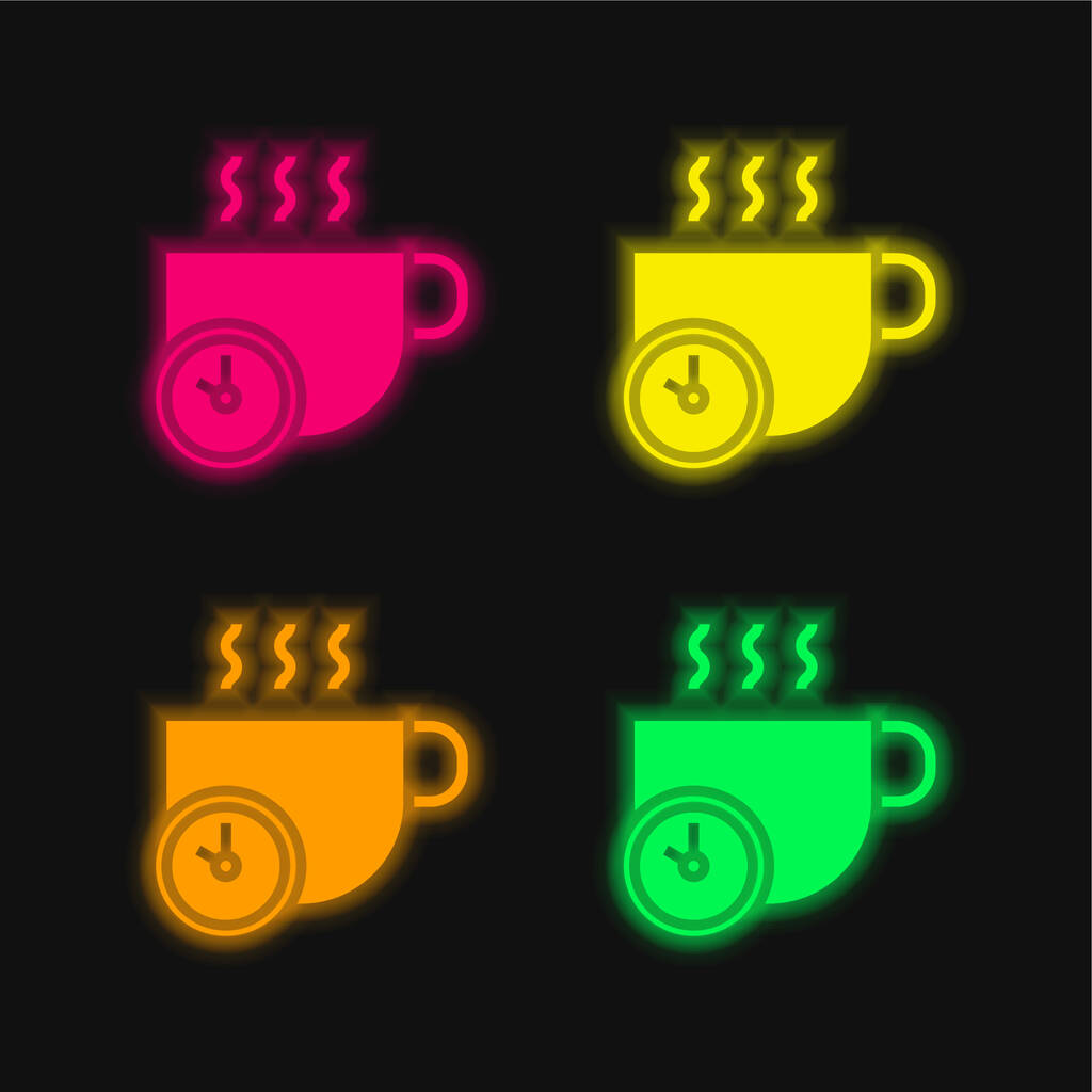 Breek vier kleuren gloeiende neon vector icoon - Vector, afbeelding