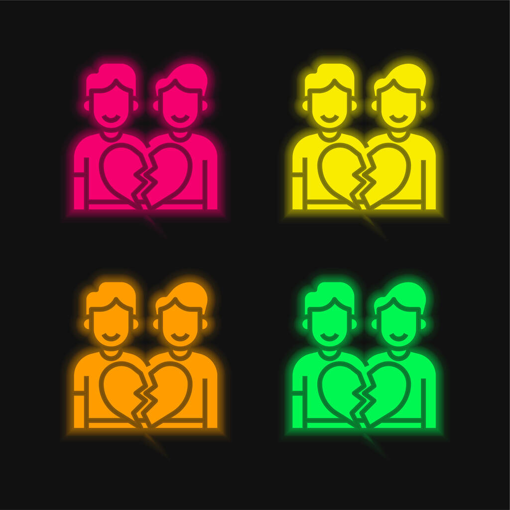 Anti Gay négy színű izzó neon vektor ikon - Vektor, kép