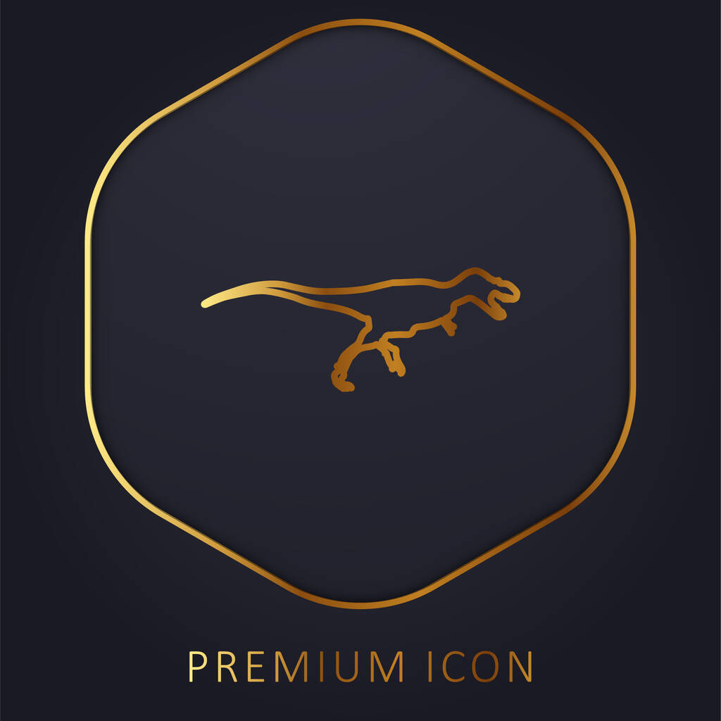 Albertosaurus Dinosaure vue de côté Forme ligne d'or logo premium ou icône - Vecteur, image