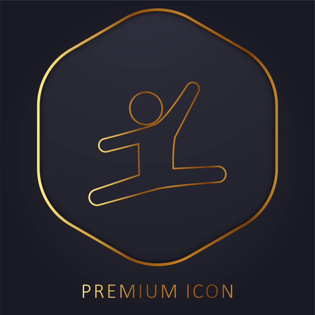 Ginasta Artística linha dourada logotipo premium ou ícone - Vetor, Imagem