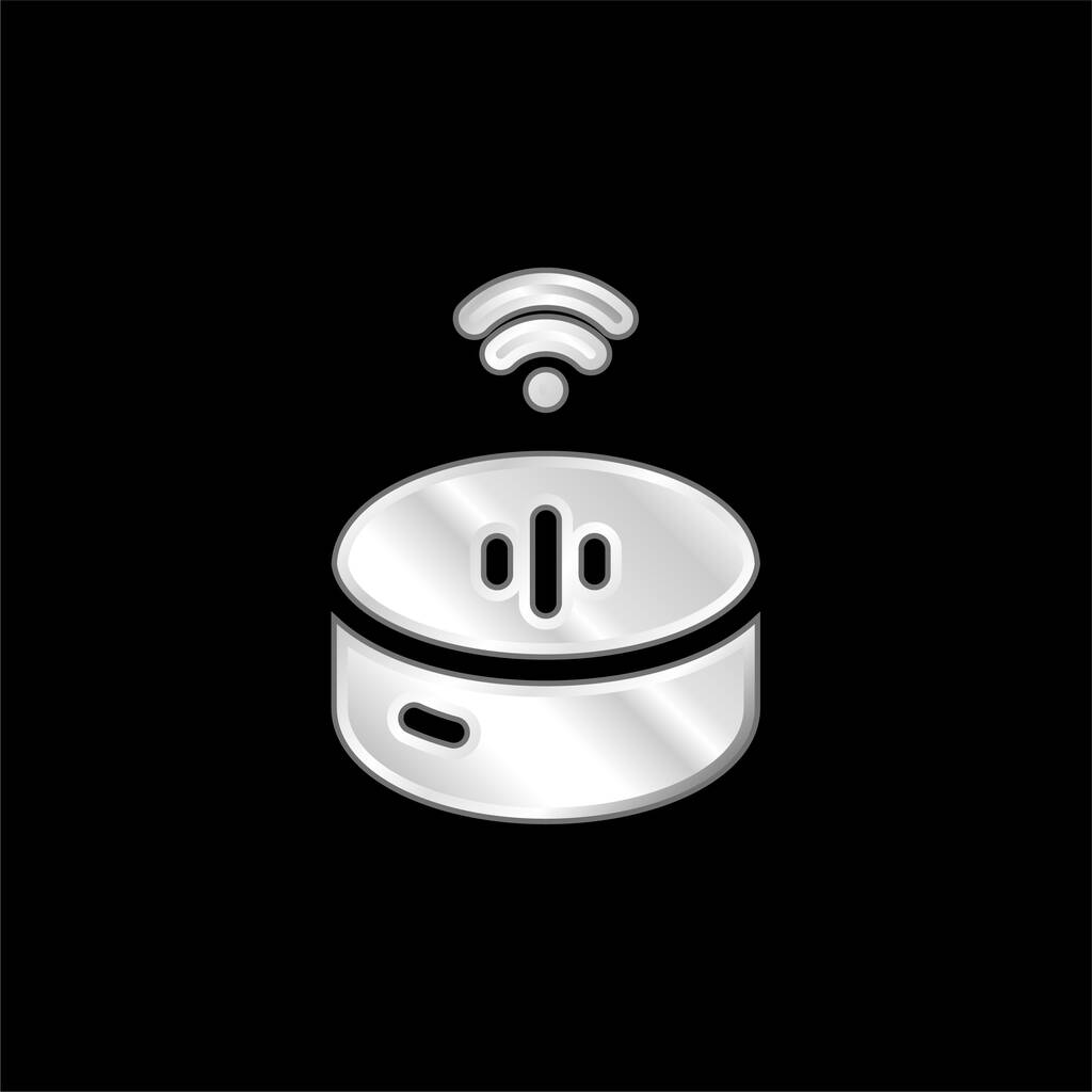 Alexa prata banhado ícone metálico - Vetor, Imagem