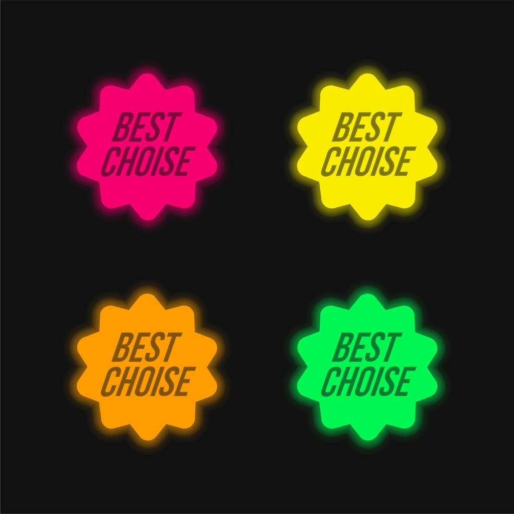 Beste Wahl Kommerzielles Symbol vier Farben leuchtende Neon-Vektor-Symbol - Vektor, Bild