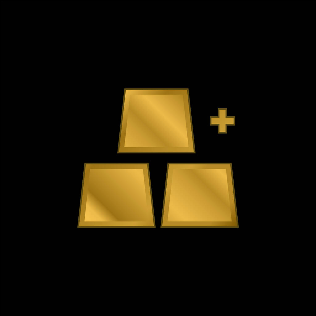 Aggiungere oggetti placcato oro icona metallica o logo vettoriale - Vettoriali, immagini