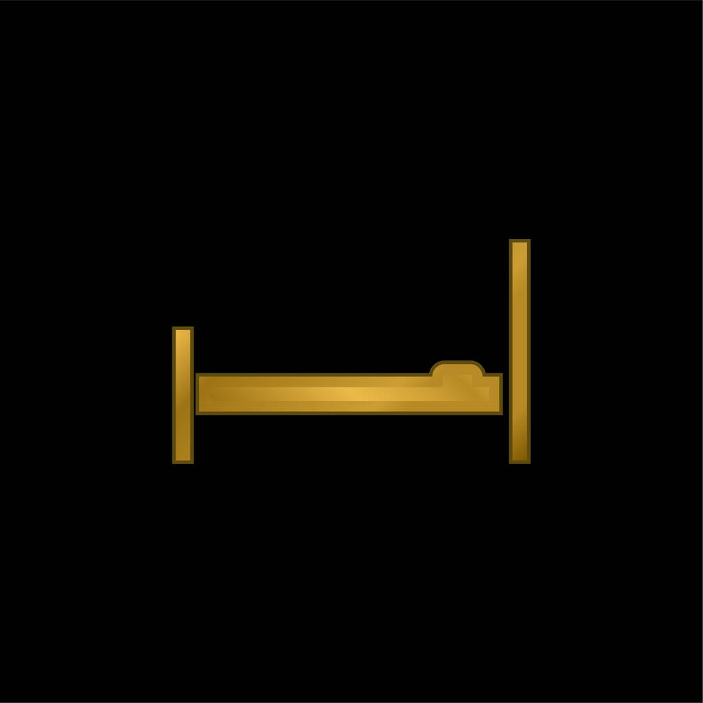 Bed Empty Side View gold plated metalic icon or logo vector - Vector, Image