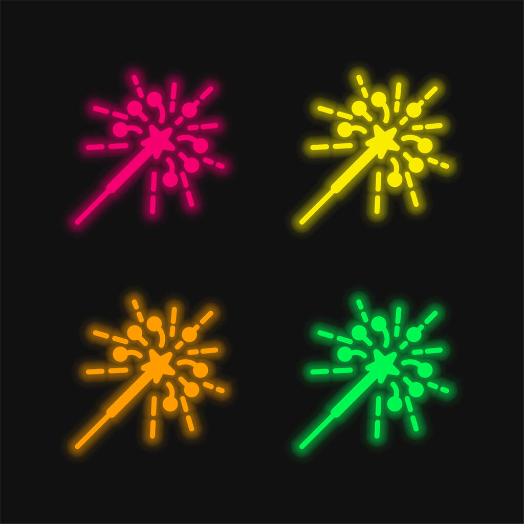 Бенгальне світло Чотири кольори світяться неонова векторна ікона - Вектор, зображення