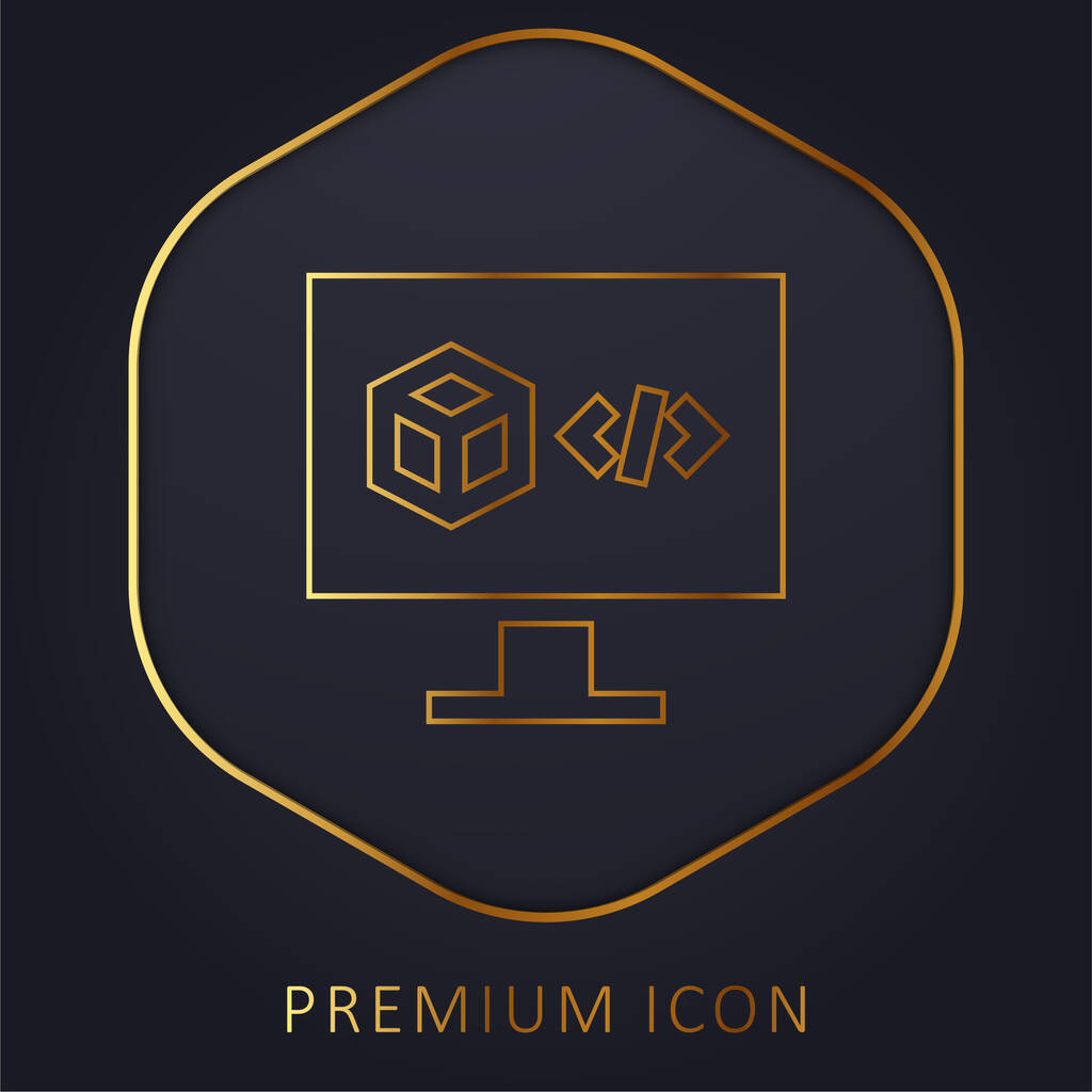 3d Yazılım Altın Satır prim logosu veya simgesi - Vektör, Görsel