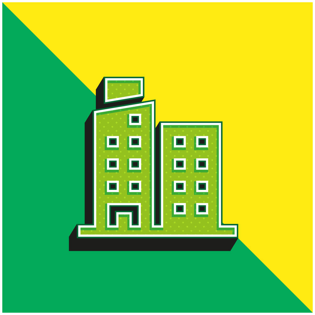 Wohnung Grünes und gelbes modernes 3D-Vektorsymbol-Logo - Vektor, Bild