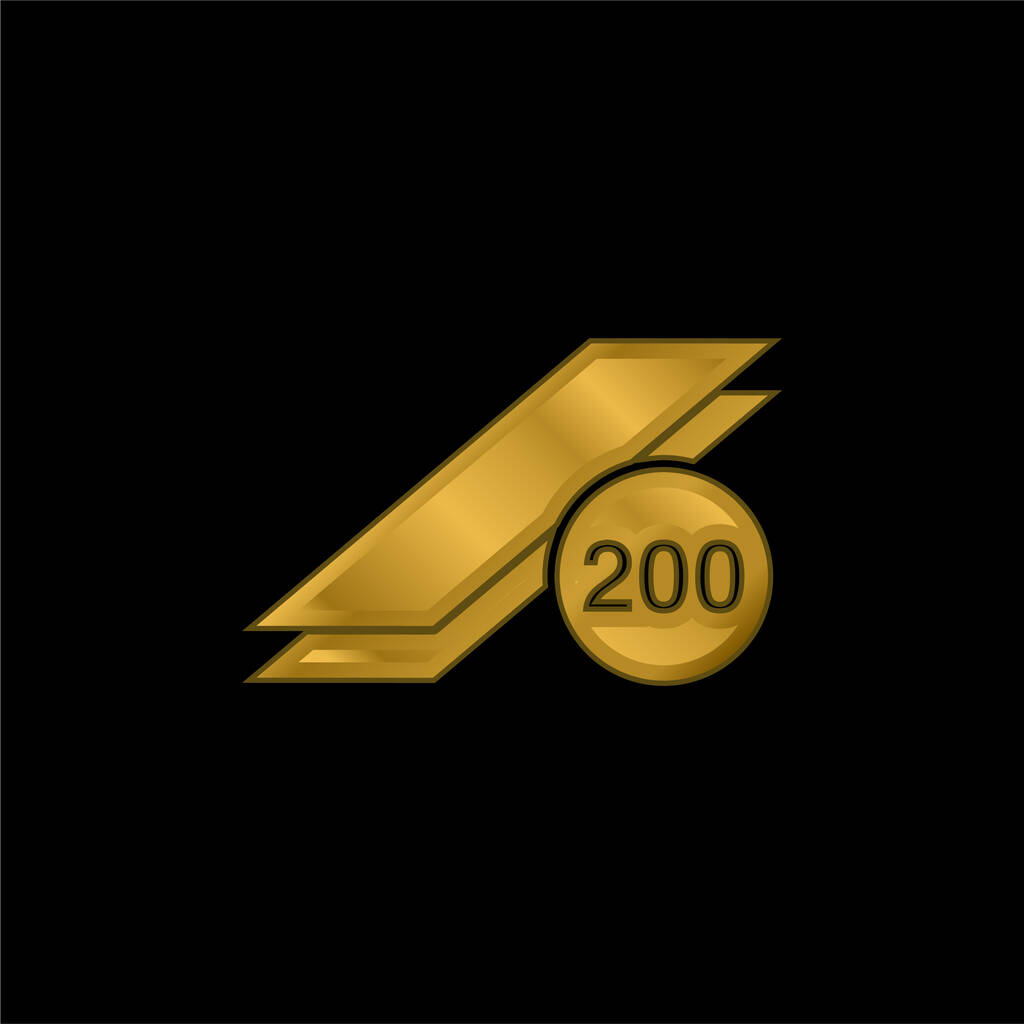 200 Prints gold plated metalic icon or logo vector - Vector, Image