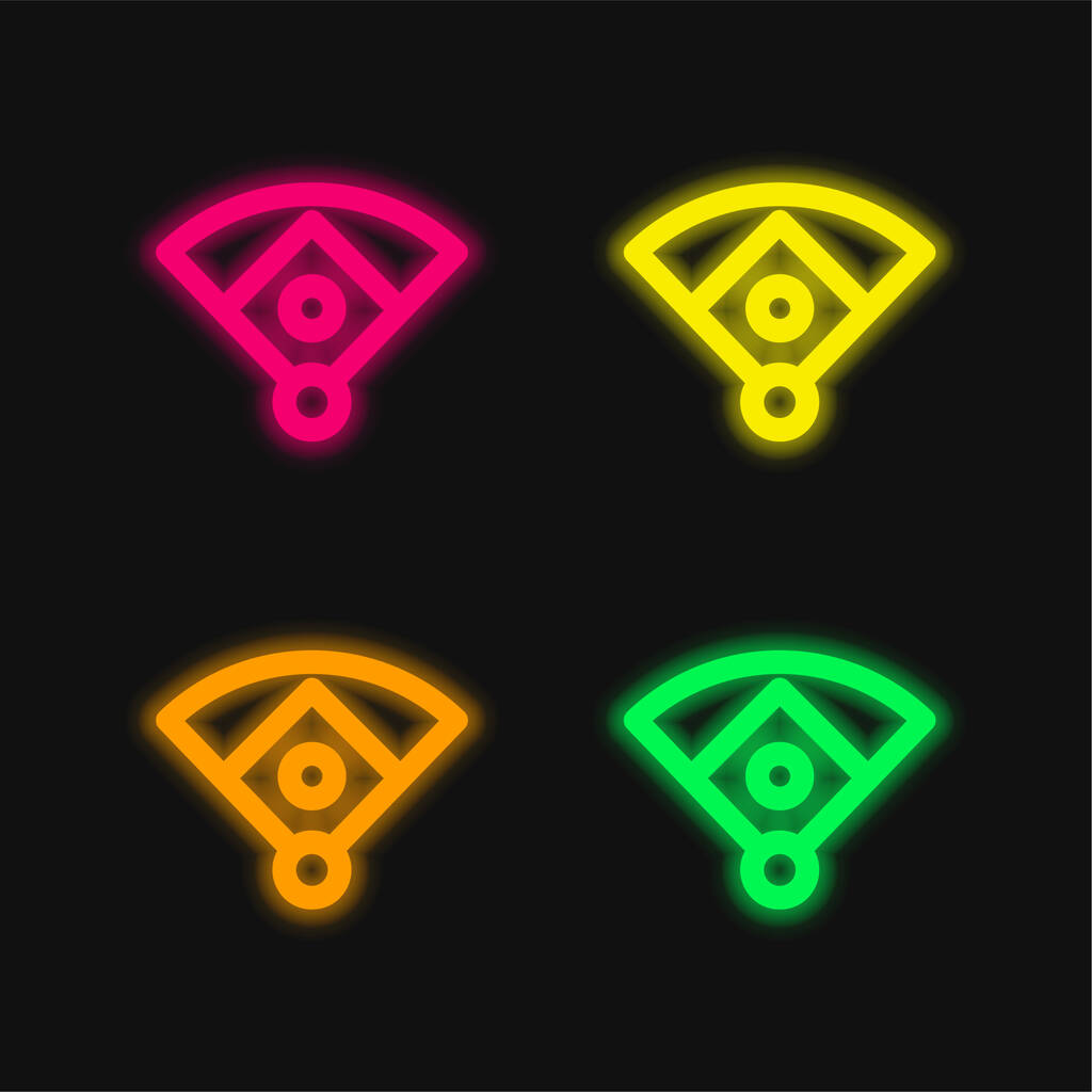 Baseball Diamond čtyři barvy zářící neonový vektor ikona - Vektor, obrázek