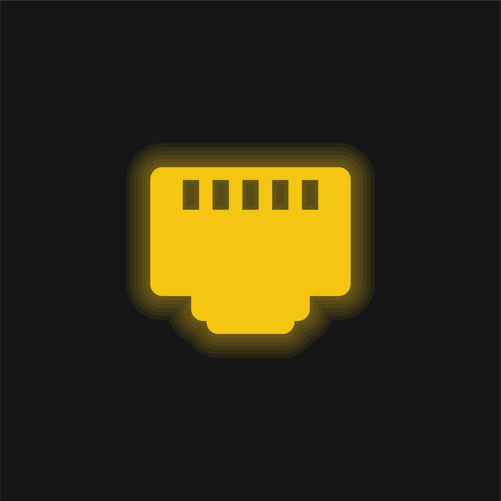 Connecteur 5 broches jaune brillant icône néon - Vecteur, image