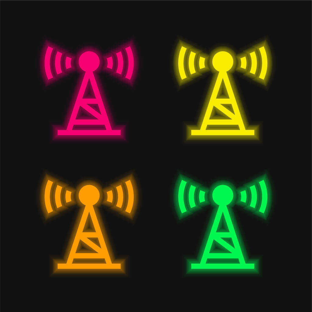 Anten dört renk parlayan neon vektör simgesi - Vektör, Görsel