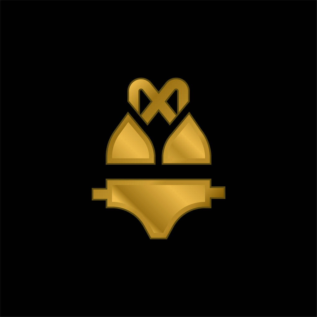Bikini altın kaplama metalik simge veya logo vektörü - Vektör, Görsel