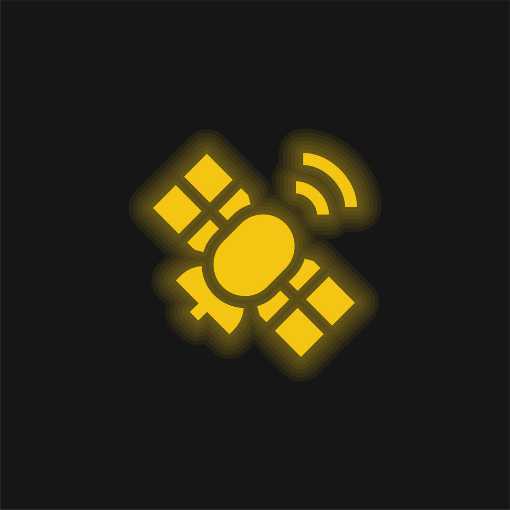 Antena amarillo brillante icono de neón - Vector, imagen