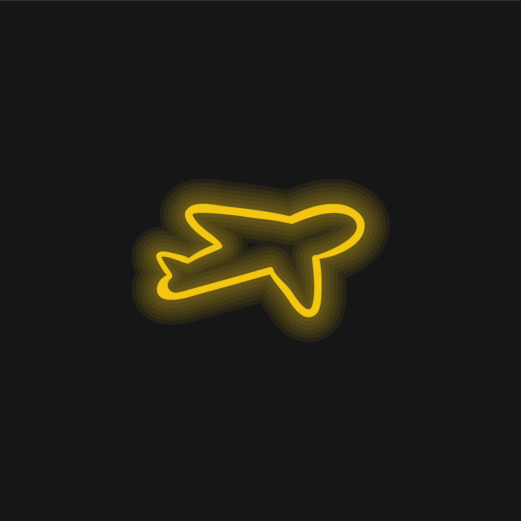 Flugzeug Umriss gelb glühende Neon-Symbol - Vektor, Bild