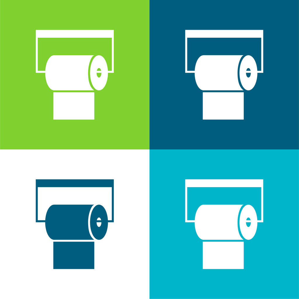 Bathroom Paper Roll Flat four color minimal icon set - Vector, Image