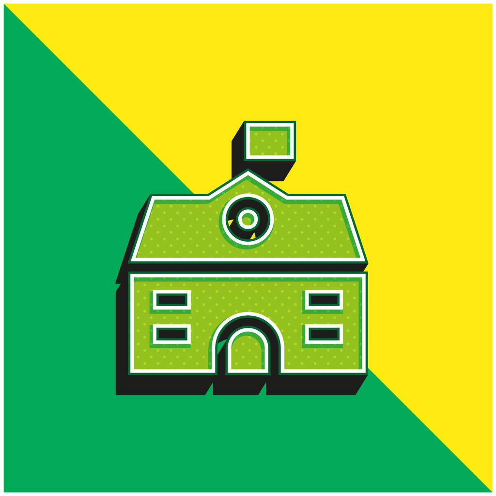 Großes Haus Grünes und gelbes modernes 3D-Vektorsymbol-Logo - Vektor, Bild