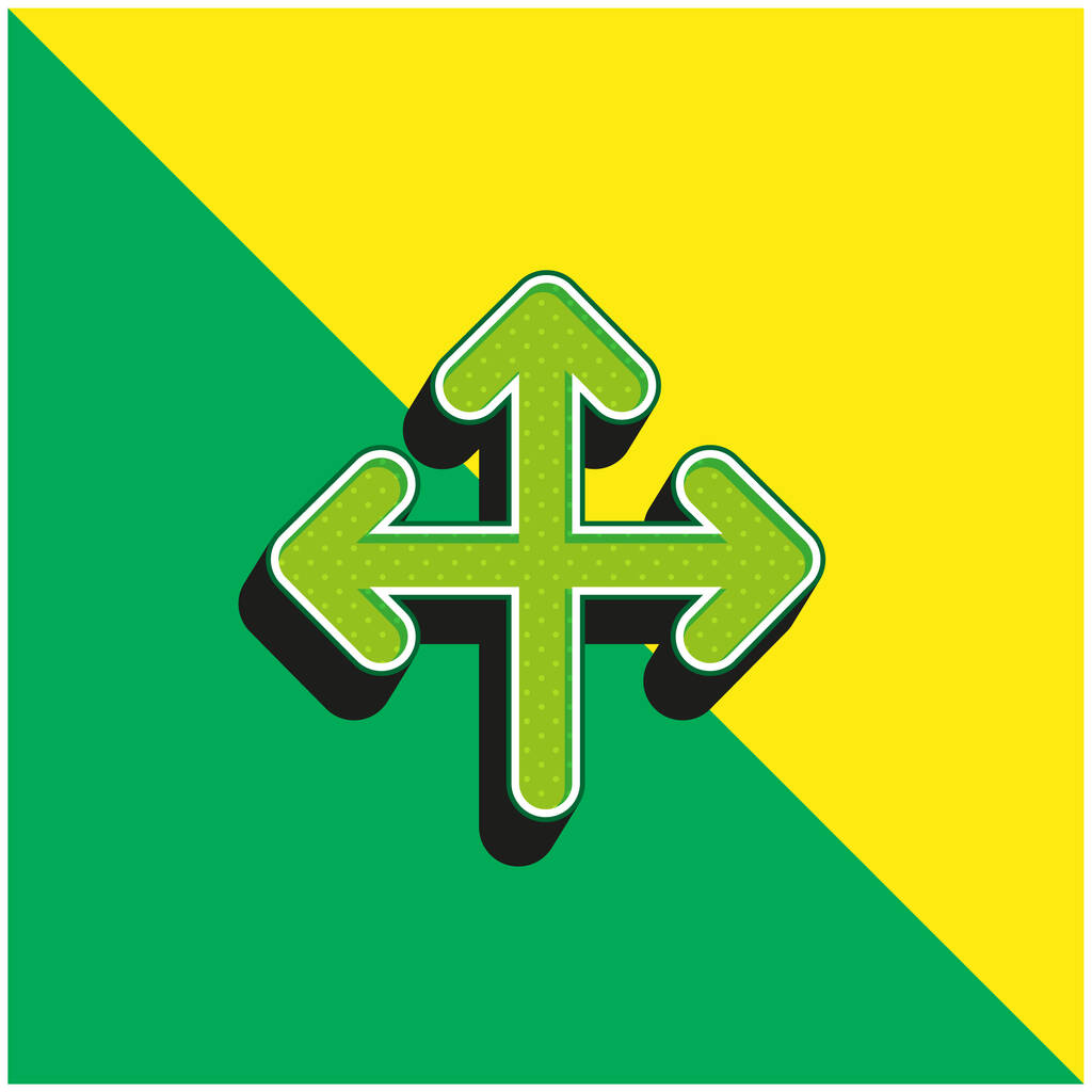 Üç Yönlü Yeşil ve Sarı Oklar Grubu Modern 3D vektör simgesi logosu - Vektör, Görsel