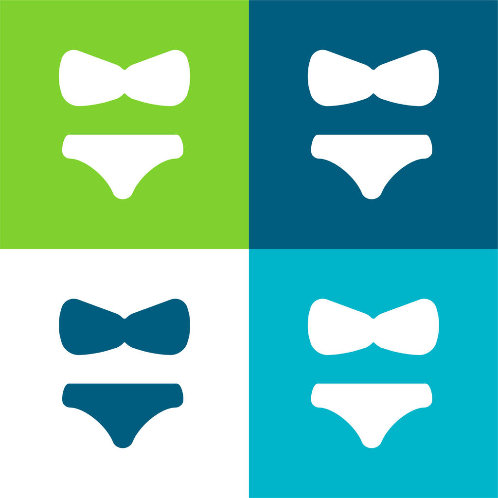 Big Bikini Flat conjunto de iconos mínimos de cuatro colores - Vector, imagen