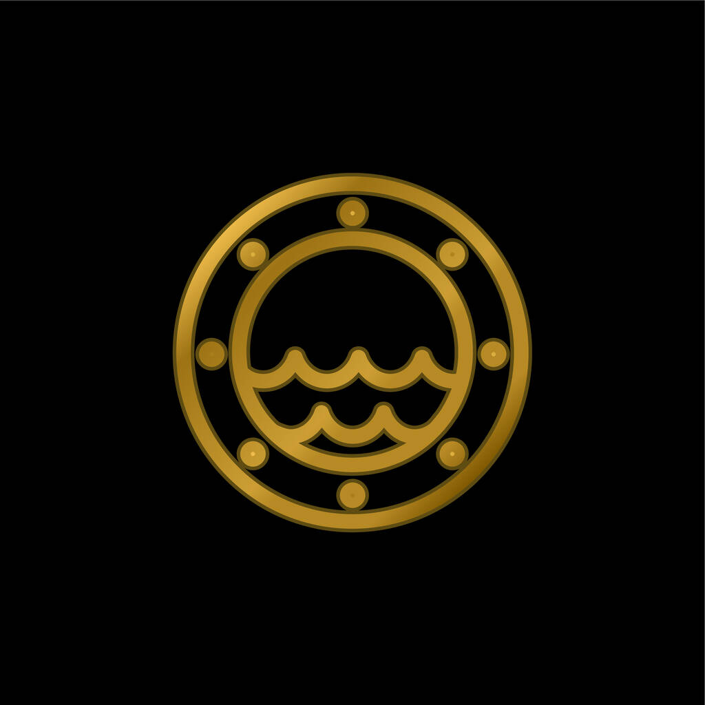 Човен Вікно золотий металевий значок або вектор логотипу
 - Вектор, зображення