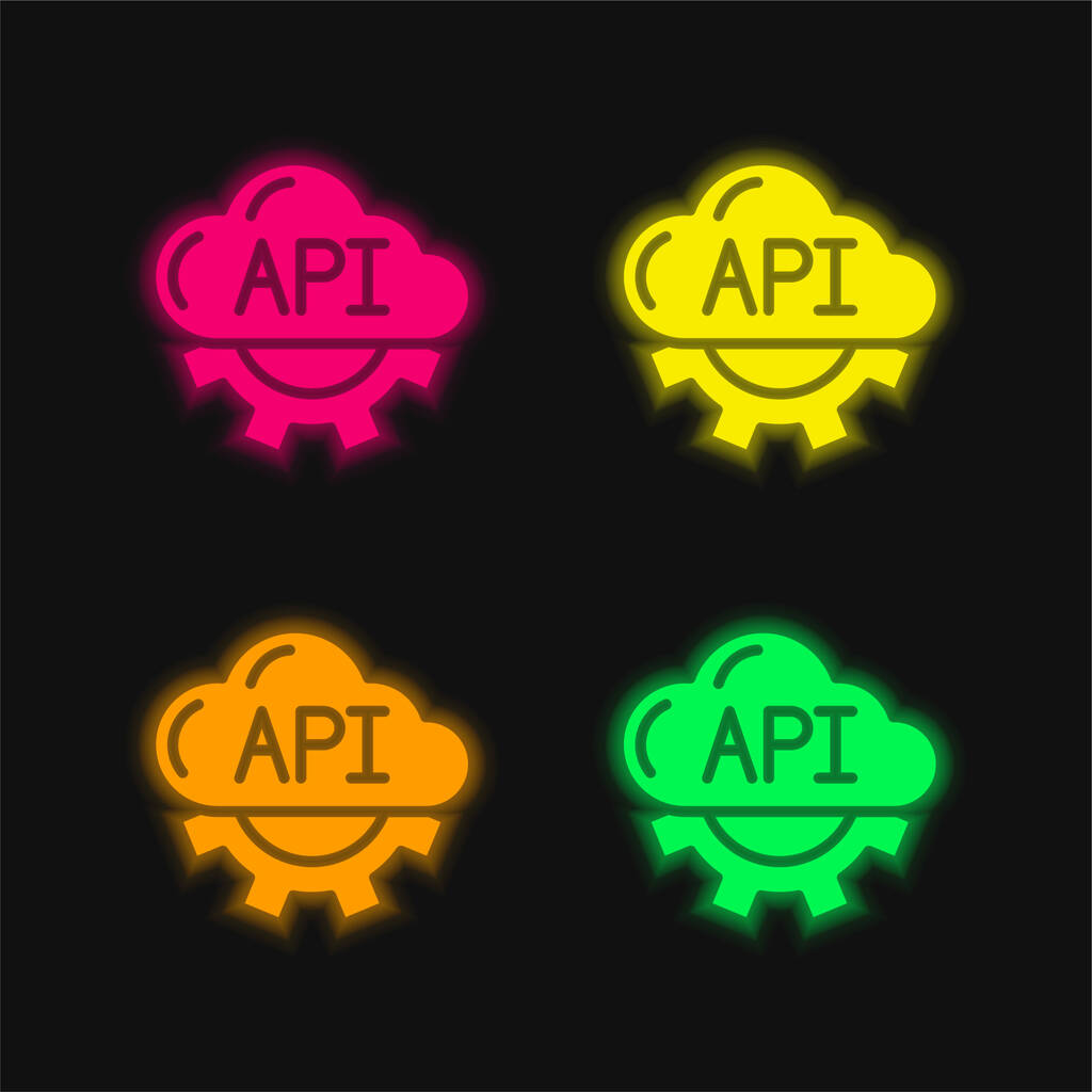 Api 4色輝くネオンベクトルアイコン - ベクター画像
