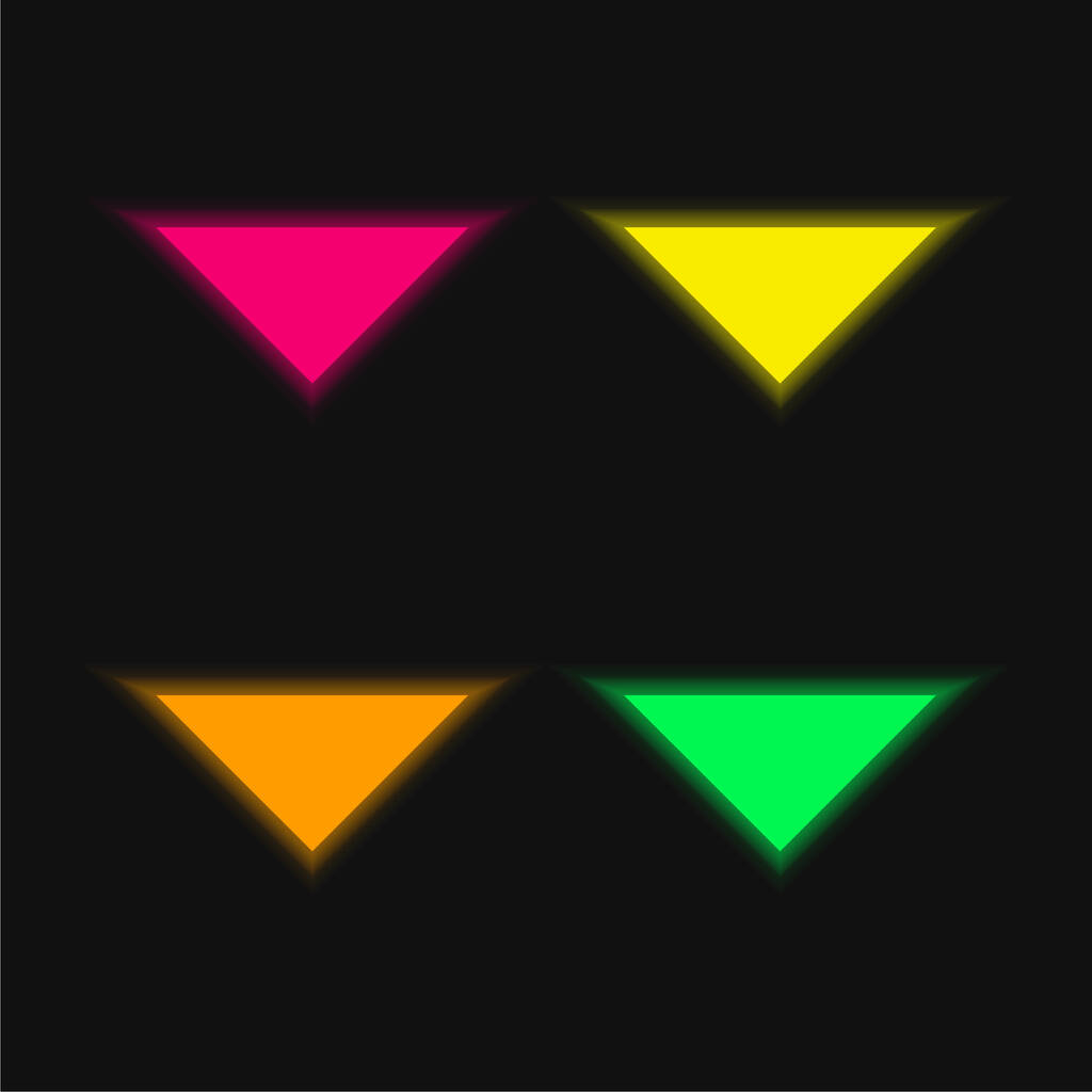 Pfeil zeigt nach unten vier Farbe leuchtenden Neon-Vektor-Symbol - Vektor, Bild