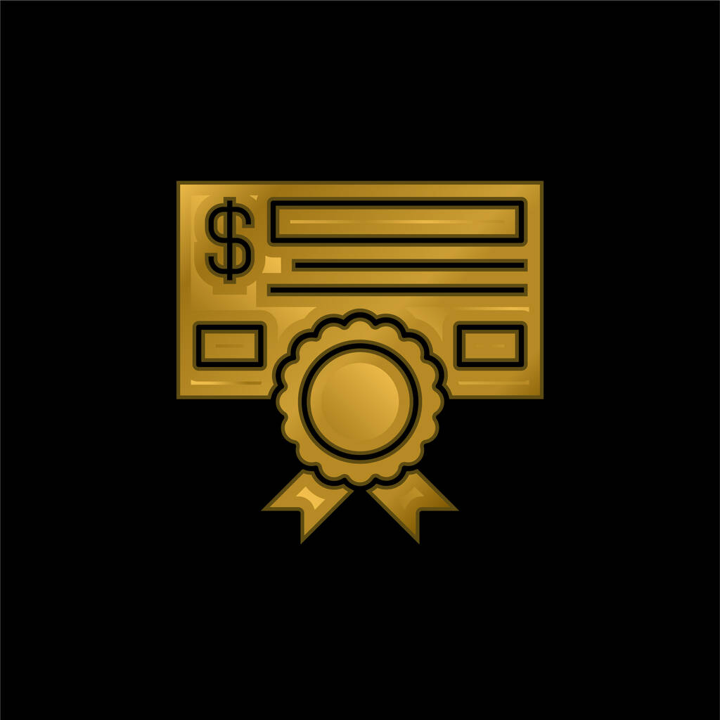 Bonos chapado en oro icono metálico o logo vector - Vector, Imagen