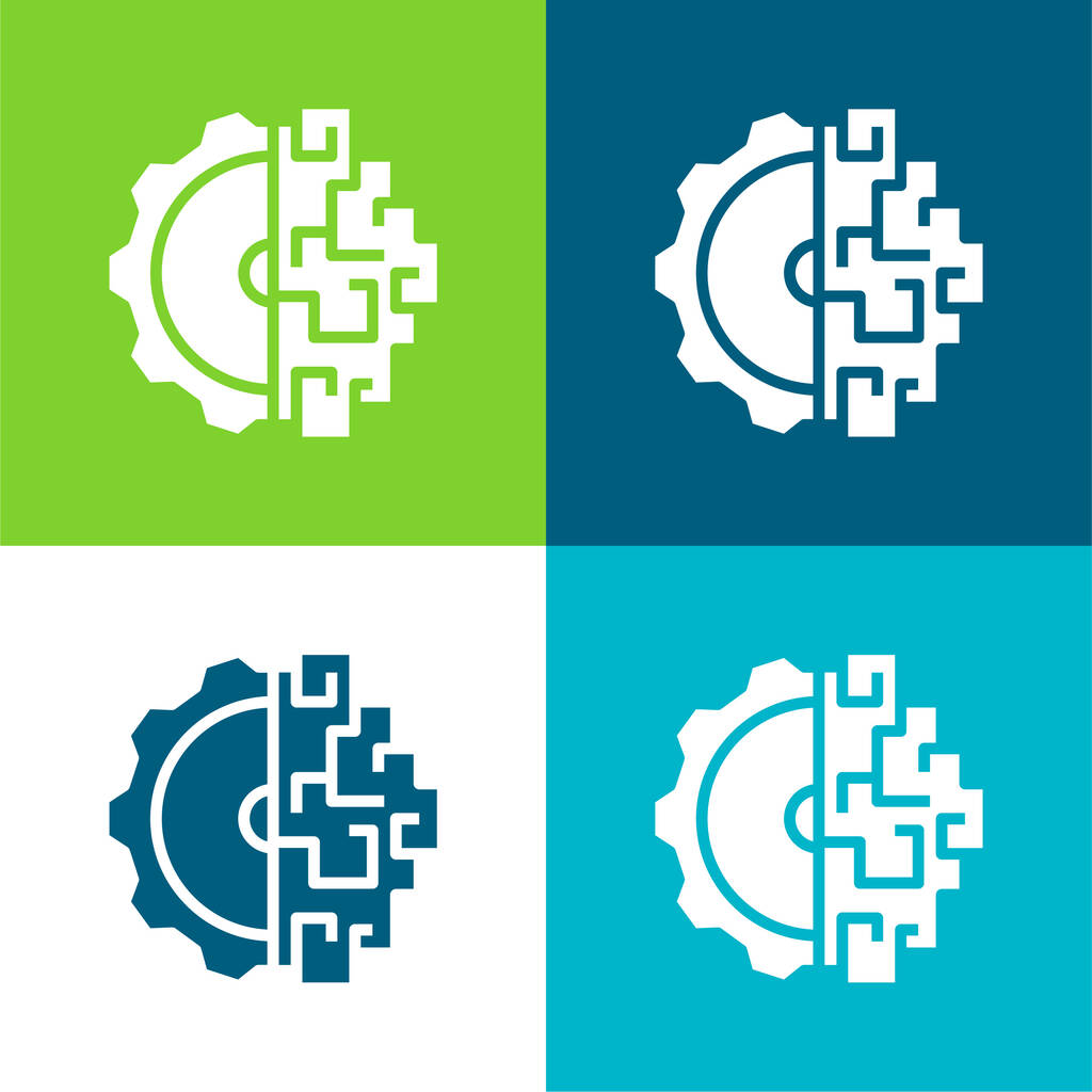 Burza mózgów Flat cztery kolory minimalny zestaw ikon - Wektor, obraz