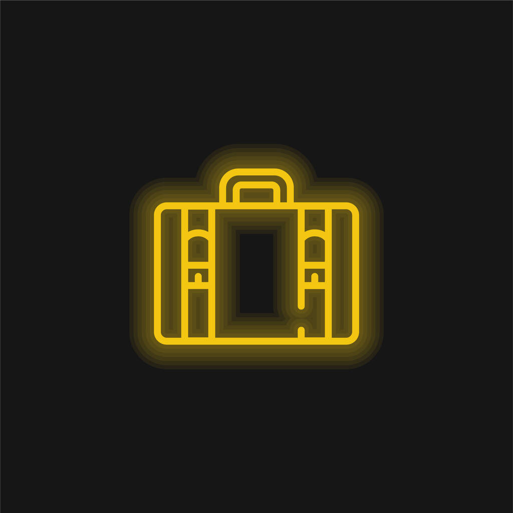 Poggyász sárga izzó neon ikon - Vektor, kép
