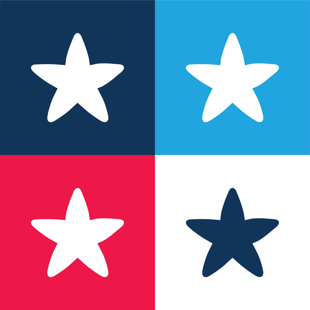 Nero arrotondato Star blu e rosso quattro colori set di icone minime - Vettoriali, immagini