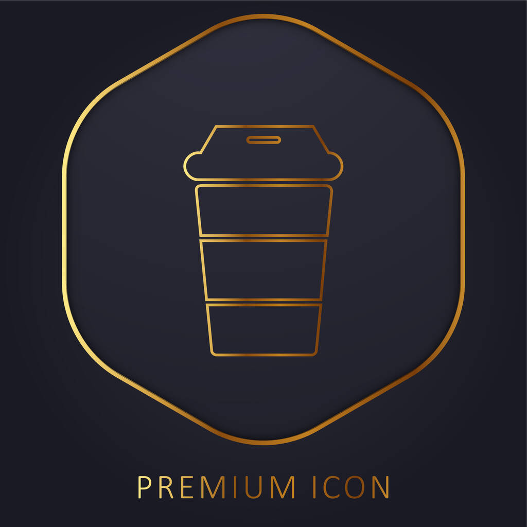 Logo o icona premium della linea dorata dello strumento a strisce di vetro della bevanda nera vista laterale - Vettoriali, immagini