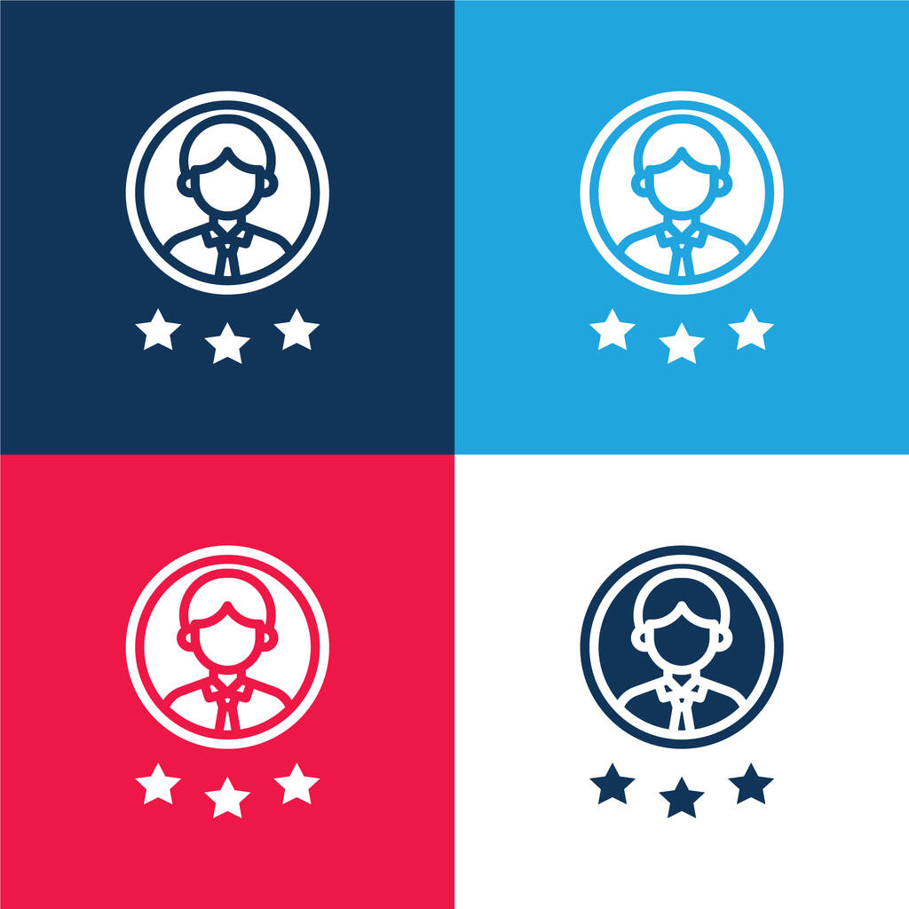 Miglior Impiegato blu e rosso quattro colori set icona minima - Vettoriali, immagini
