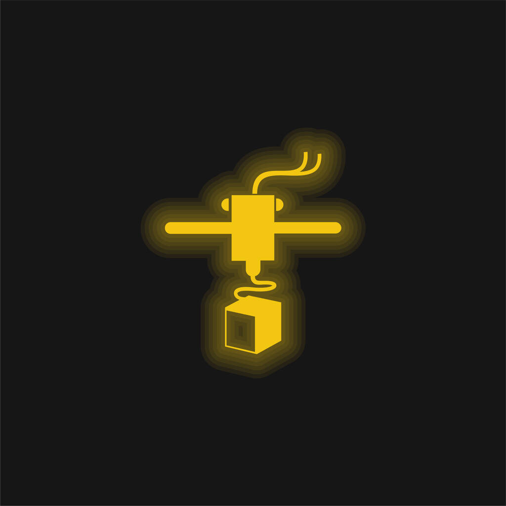 3D nyomtató Változatos sárga izzó neon ikon - Vektor, kép