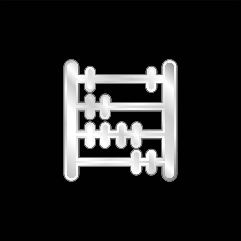 Abacus hopeoitu metallinen ikoni - Vektori, kuva