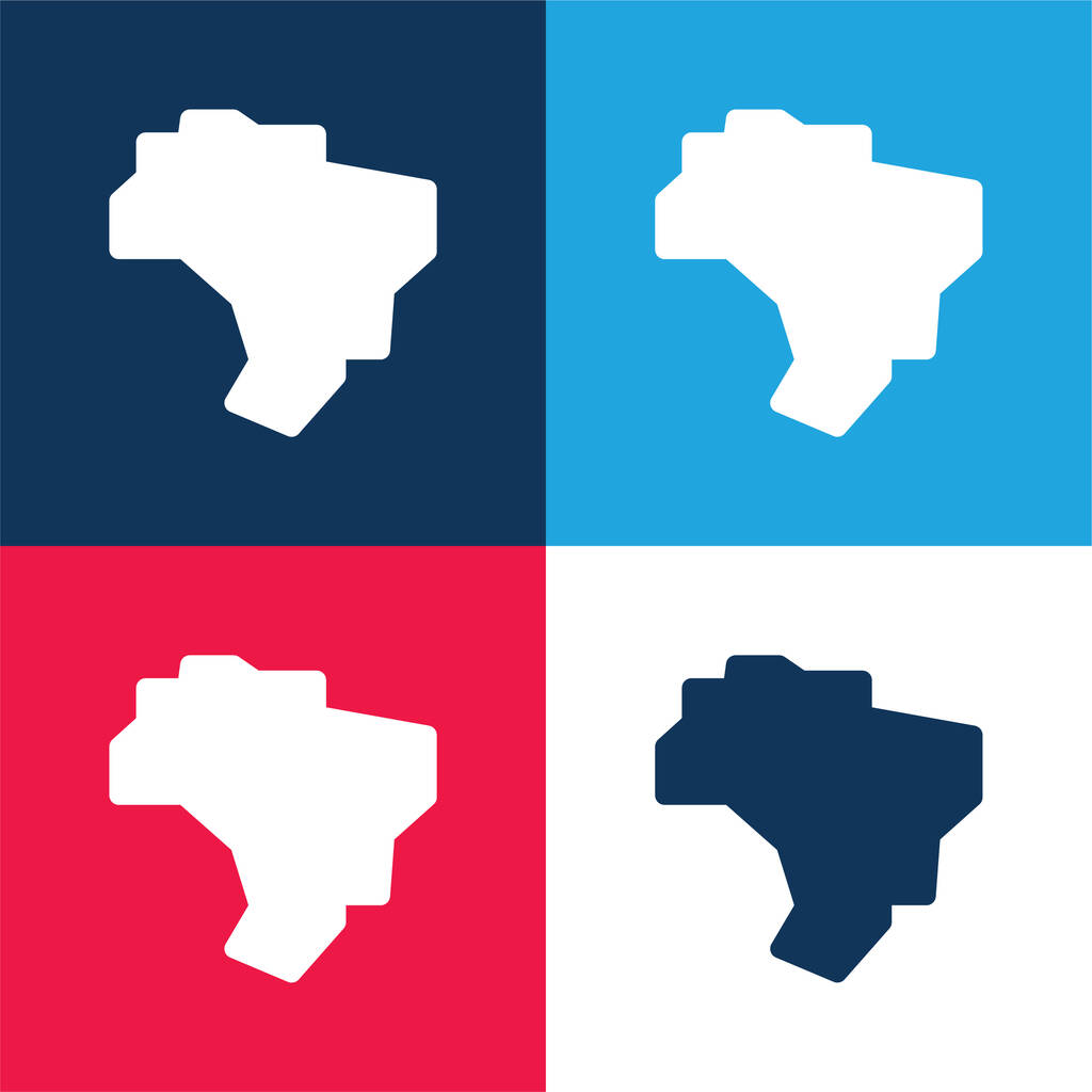 Brasilien blau und rot vier Farben minimales Symbol-Set - Vektor, Bild